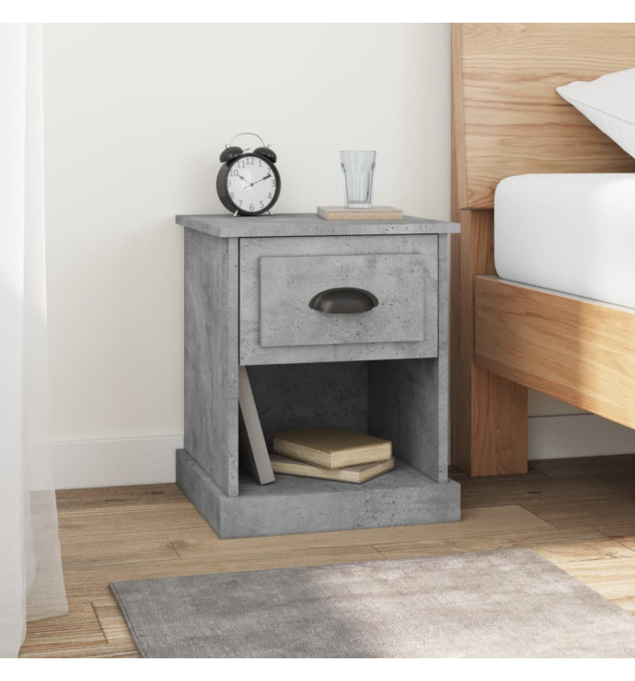 Table de chevet gris béton 39x39x47,5 cm bois d'ingénierie | Mobilier & Déco