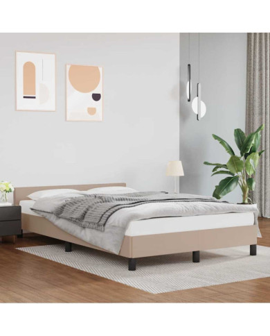 Cadre de lit avec tête de lit sans matelas cappuccino 140x190cm | Mobilier & Déco