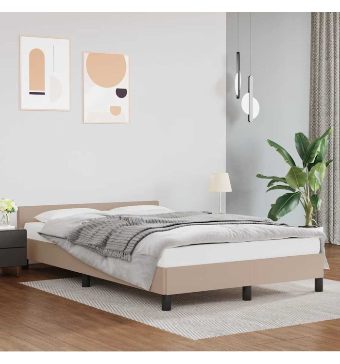 Cadre de lit avec tête de lit sans matelas cappuccino 140x190cm | Mobilier & Déco