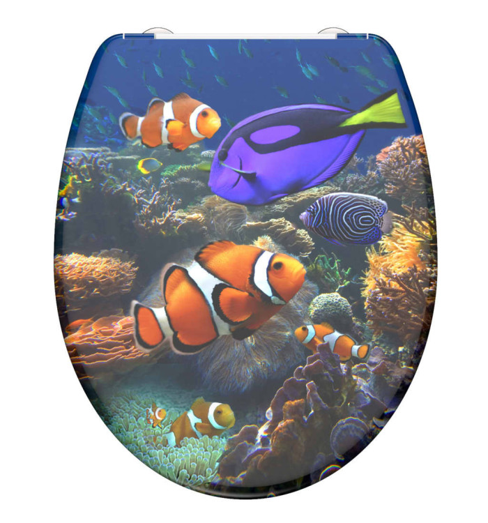 SCHÜTTE Siège de toilette avec fermeture en douceur SEA LIFE imprimé | Mobilier & Déco