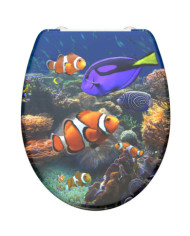 SCHÜTTE Siège de toilette avec fermeture en douceur SEA LIFE imprimé | Mobilier & Déco