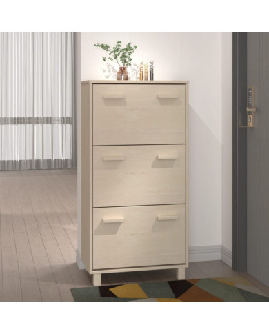 Armoire à chaussures HAMAR Marron miel 59,5x35x117cm Pin massif | Mobilier & Déco
