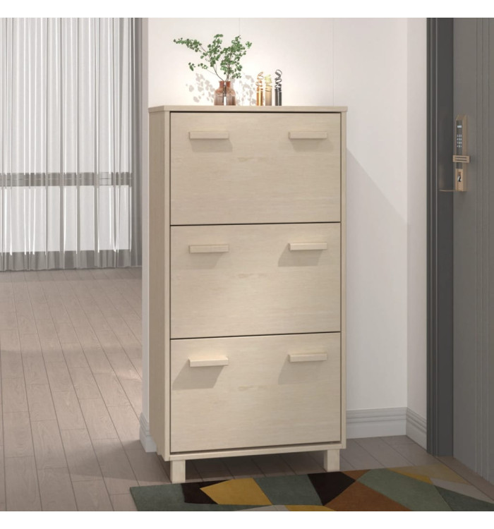Armoire à chaussures HAMAR Marron miel 59,5x35x117cm Pin massif | Mobilier & Déco