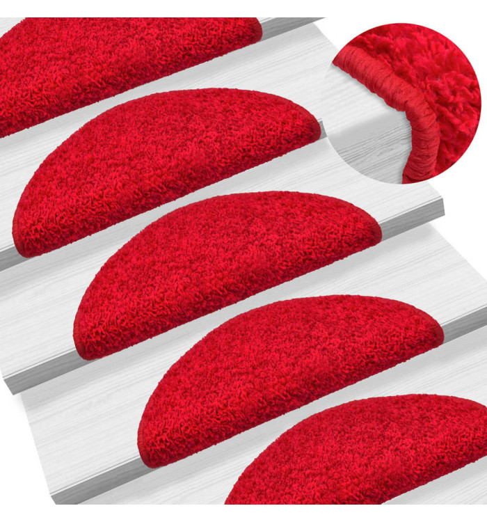 Tapis d'escalier 10 pcs 56x17x3 cm Rouge | Mobilier & Déco