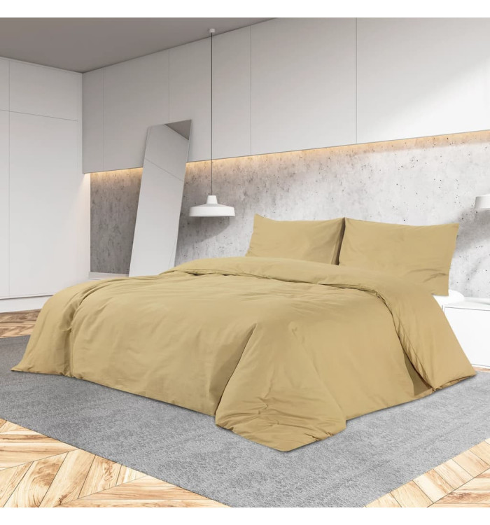 Ensemble de housse de couette Taupe 225x220 cm Microfibre | Mobilier & Déco