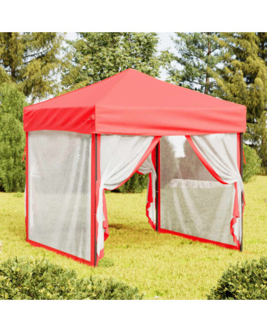 Tente de réception pliable avec parois Rouge 2x2 m | Mobilier & Déco