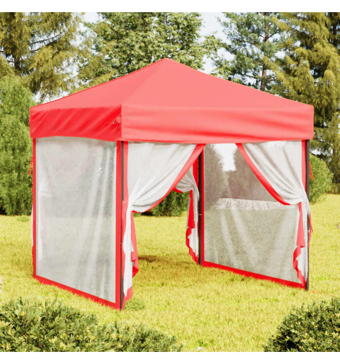 Tente de réception pliable avec parois Rouge 2x2 m | Mobilier & Déco