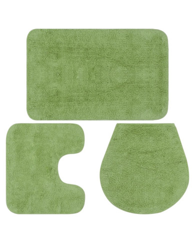 Jeu de tapis de salle de bain 3 pcs Tissu Vert | Mobilier & Déco