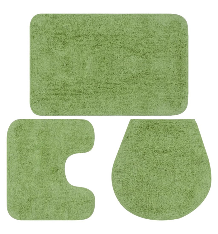 Jeu de tapis de salle de bain 3 pcs Tissu Vert | Mobilier & Déco