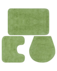 Jeu de tapis de salle de bain 3 pcs Tissu Vert | Mobilier & Déco