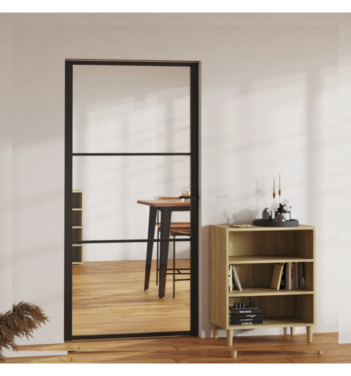 Porte intérieure Verre ESG et aluminium 102,5x201,5 cm Noir | Mobilier & Déco