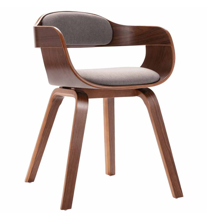 Chaise de salle à manger Taupe Bois courbé et tissu | Mobilier & Déco