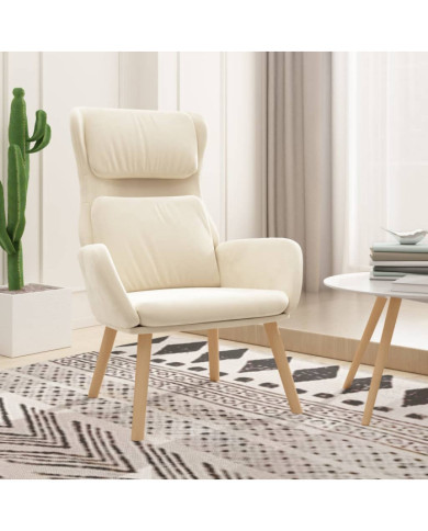 Chaise de relaxation Blanc crème Velours | Mobilier & Déco