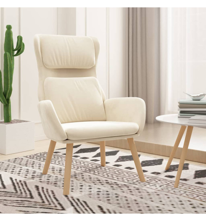 Chaise de relaxation Blanc crème Velours | Mobilier & Déco