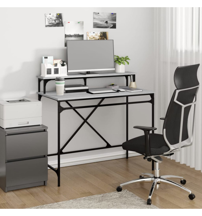 Bureau sonoma gris 100x50x90 cm bois d'ingénierie et fer | Mobilier & Déco