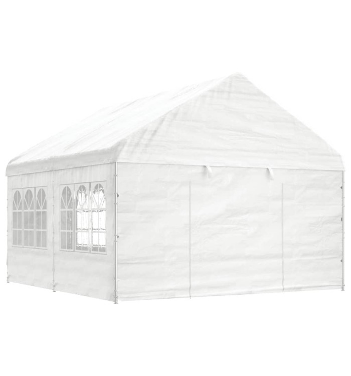 Belvédère avec toit blanc 4,46x4,08x3,22 m polyéthylène | Mobilier & Déco