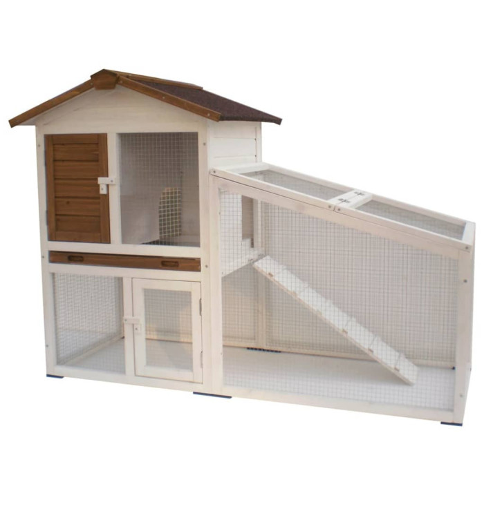 @Pet Clapier Tommy Blanc et marron 140x65x100 cm 20072 | Mobilier & Déco