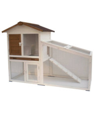 @Pet Clapier Tommy Blanc et marron 140x65x100 cm 20072 | Mobilier & Déco