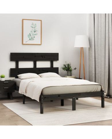 Cadre de lit sans matelas noir 140x190 cm bois massif | Mobilier & Déco