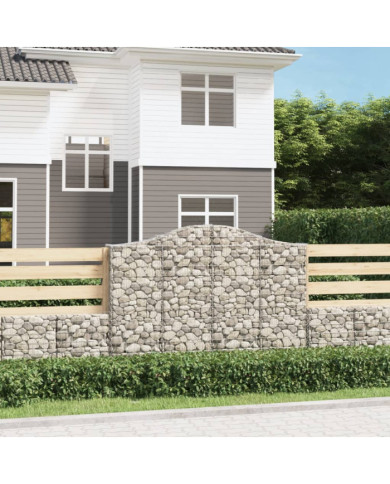 Paniers à gabions arqués 3 pcs 200x30x140/160 cm Fer galvanisé | Mobilier & Déco