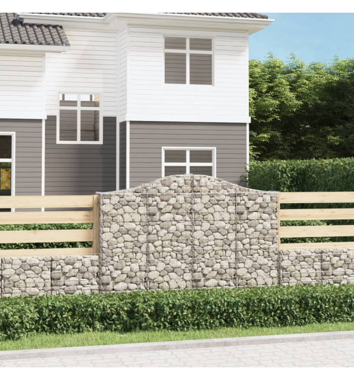 Paniers à gabions arqués 3 pcs 200x30x140/160 cm Fer galvanisé | Mobilier & Déco