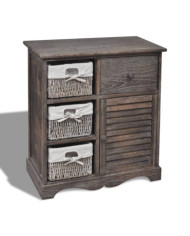 Armoire en bois 3 paniers gauches en tissage Marron | Mobilier & Déco