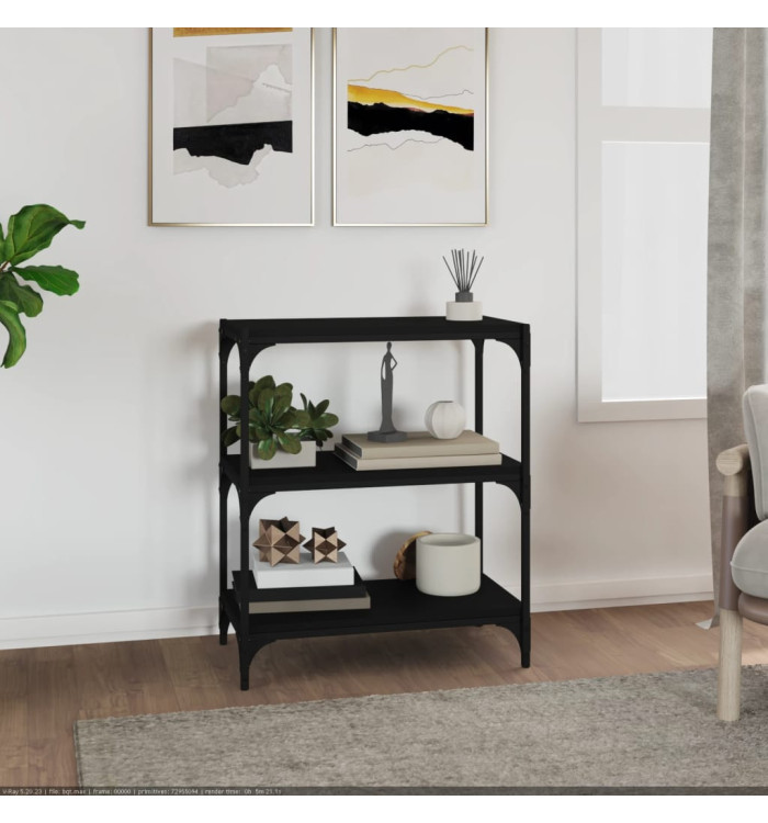 Bibliothèque Noir 60x33x70,5 cm Bois d'ingénierie et acier | Mobilier & Déco
