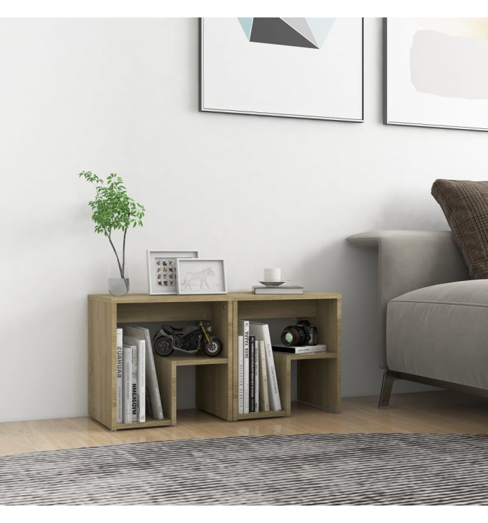 Tables de chevet 2pcs chêne sonoma 40x30x40cm bois d'ingénierie | Mobilier & Déco