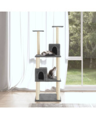 Arbre à chat avec griffoirs en sisal Gris foncé 141 cm | Mobilier & Déco