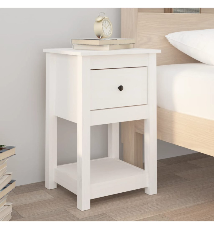 Table de chevet Blanc 40x35x61,5 cm Bois de pin massif | Mobilier & Déco