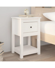 Table de chevet Blanc 40x35x61,5 cm Bois de pin massif | Mobilier & Déco