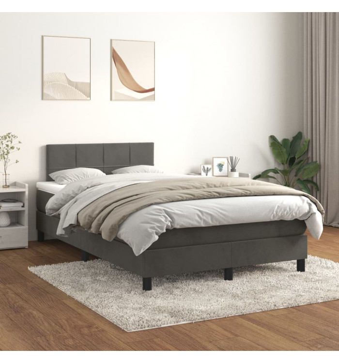 Sommier à lattes de lit et matelas Gris foncé 120x200cm Velours | Mobilier & Déco