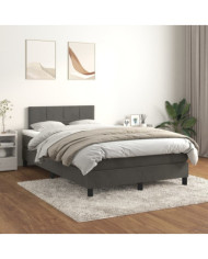 Sommier à lattes de lit et matelas Gris foncé 120x200cm Velours | Mobilier & Déco