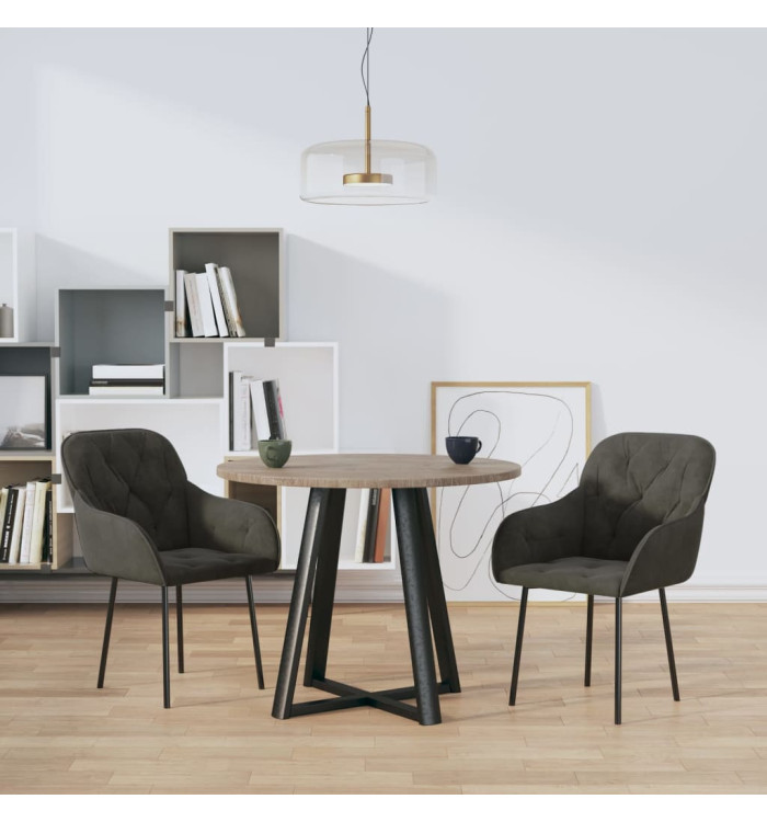Chaises à manger lot de 2 Gris foncé Velours | Mobilier & Déco