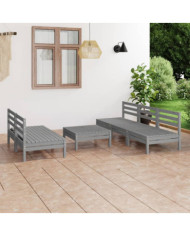 Salon de jardin 6 pcs Gris Bois de pin massif | Mobilier & Déco