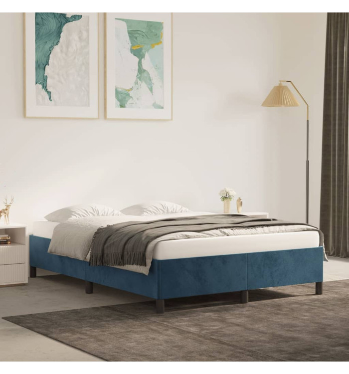 Cadre de lit sans matelas bleu foncé 140x190 cm velours | Mobilier & Déco