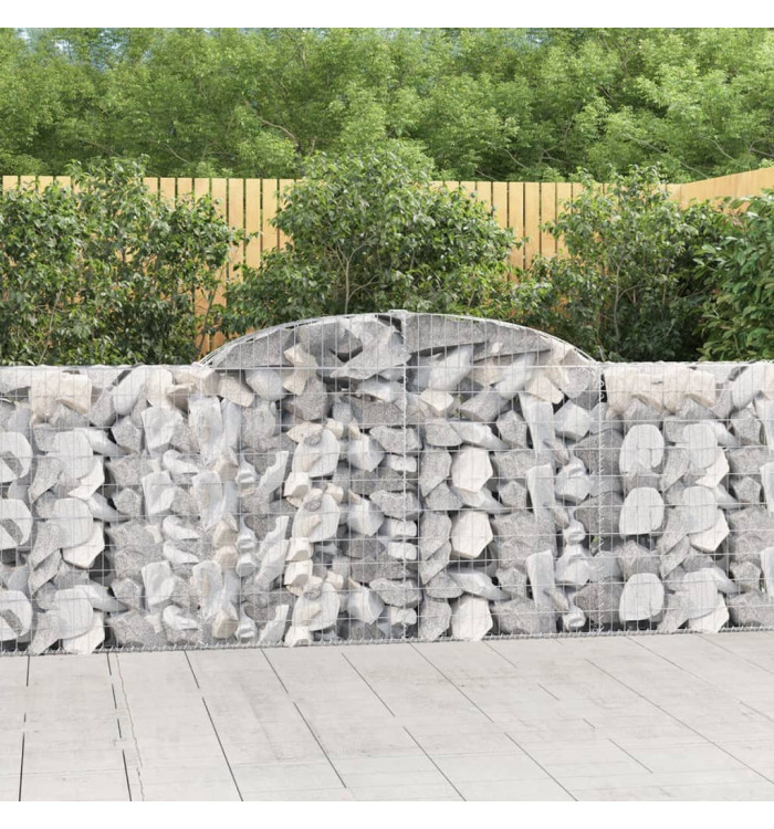 Paniers à gabions arqués 4 pcs 300x30x100/120 cm fer galvanisé | Mobilier & Déco