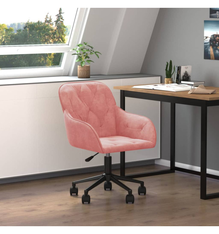 Chaise pivotante de bureau Rose Velours | Mobilier & Déco
