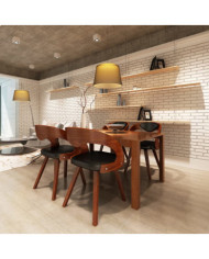 Chaises à manger lot de 4 marron bois courbé et similicuir | Mobilier & Déco