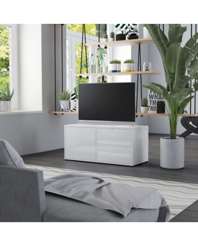Meuble TV Blanc brillant 80x34x36 cm Bois d'ingénierie | Mobilier & Déco
