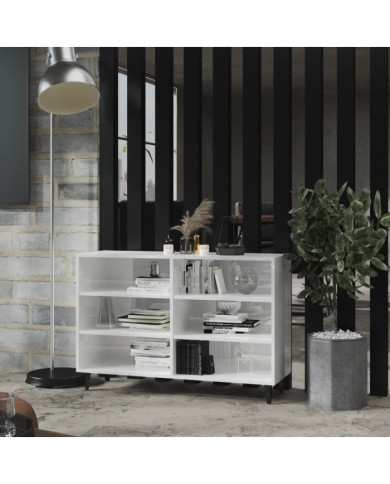 Buffet blanc brillant 103,5x35x70 cm bois d'ingénierie | Mobilier & Déco