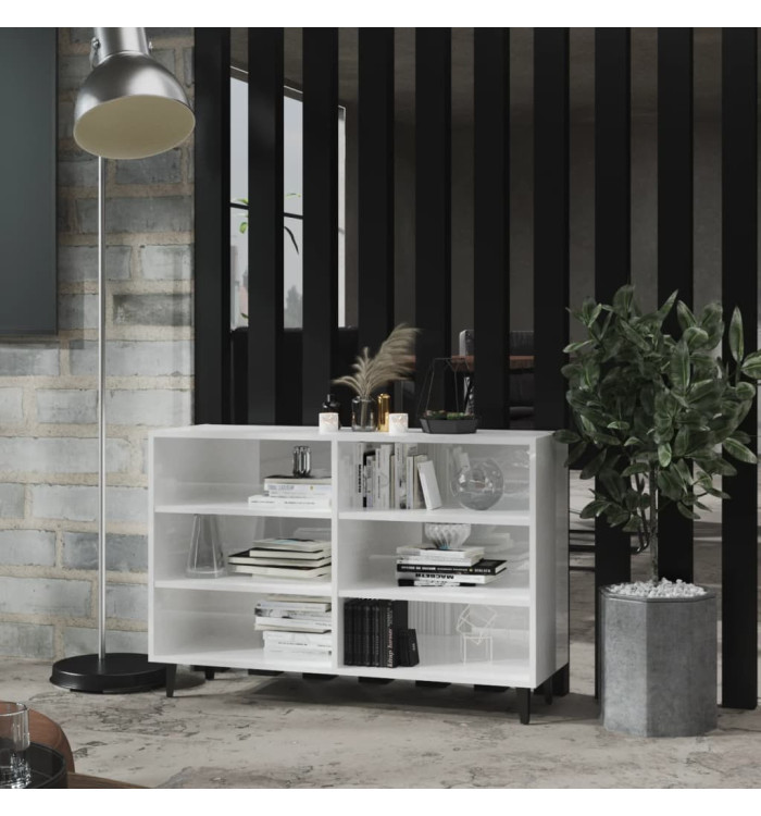 Buffet blanc brillant 103,5x35x70 cm bois d'ingénierie | Mobilier & Déco
