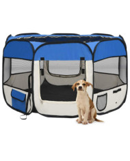 Parc pliable pour chien avec sac de transport Bleu 110x110x58cm | Mobilier & Déco