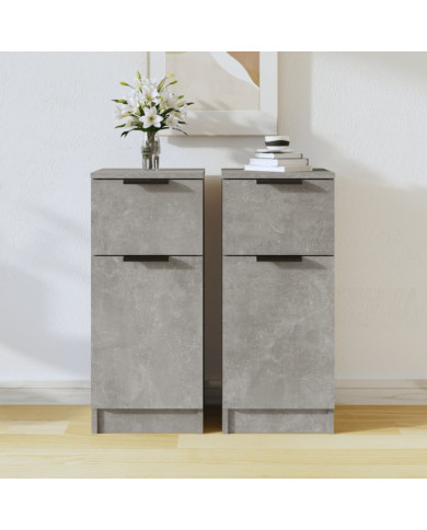Buffets 2 pcs Gris béton 30x30x70 cm Bois d'ingénierie | Mobilier & Déco