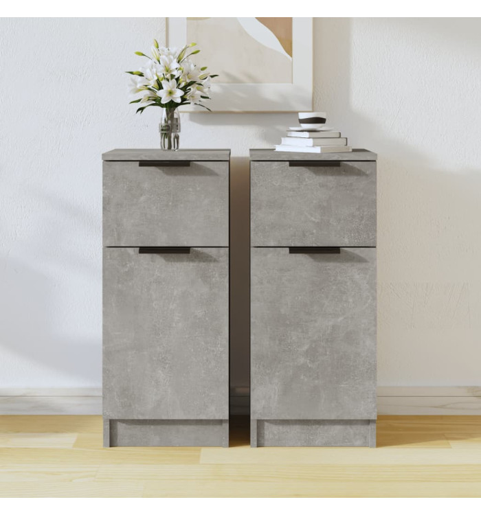 Buffets 2 pcs Gris béton 30x30x70 cm Bois d'ingénierie | Mobilier & Déco