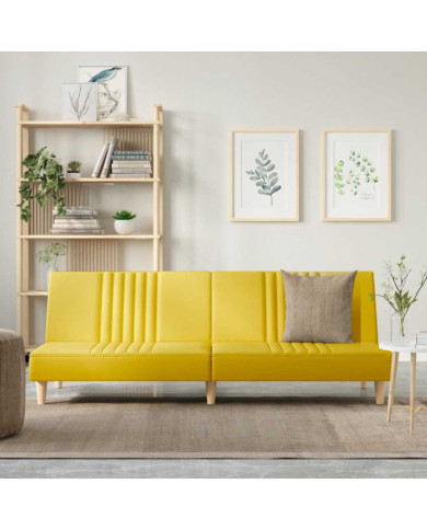 Canapé-lit jaune clair tissu | Mobilier & Déco
