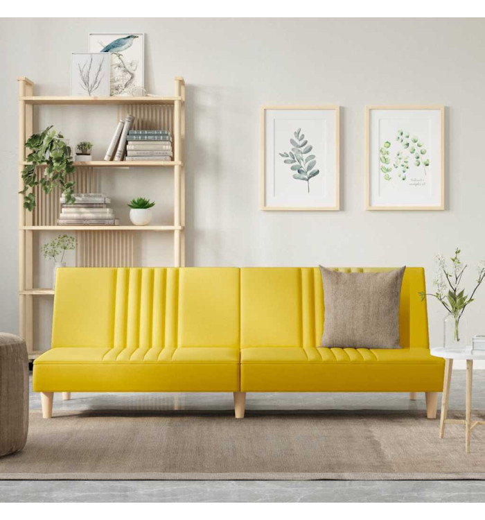 Canapé-lit jaune clair tissu | Mobilier & Déco