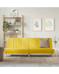 Canapé-lit jaune clair tissu | Mobilier & Déco