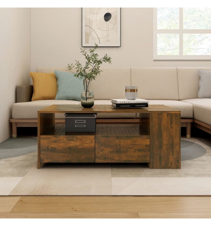 Table basse chêne fumé 102x55x42 cm bois d'ingénierie | Mobilier & Déco