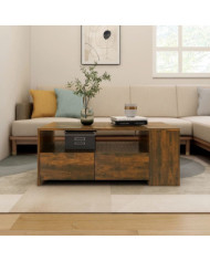 Table basse chêne fumé 102x55x42 cm bois d'ingénierie | Mobilier & Déco